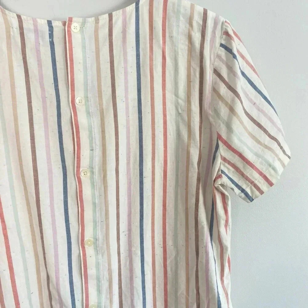 Madewell Striped Back Button Front Tie Top - Picture 14 of 16